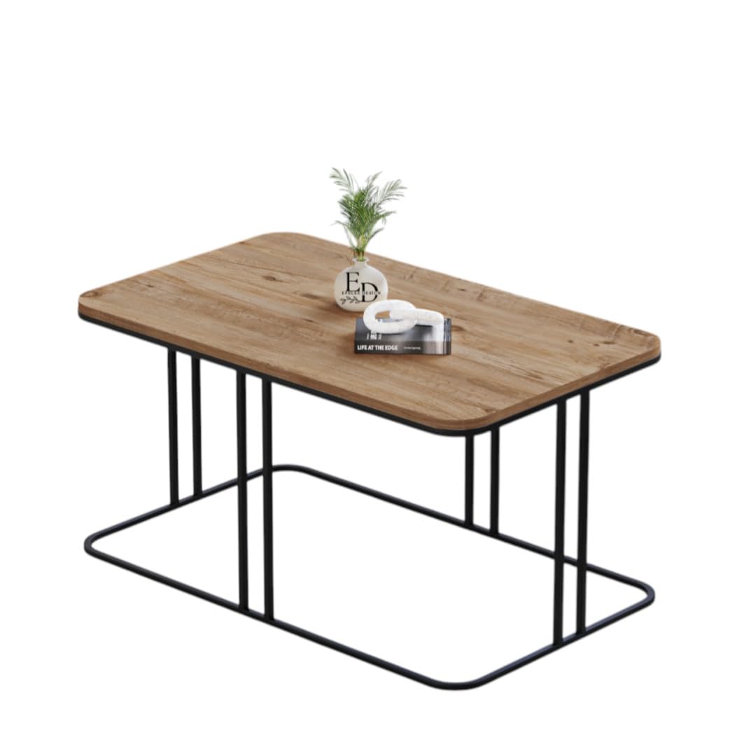 Table basse Lyon rectangulaire bois clair structure métal noir