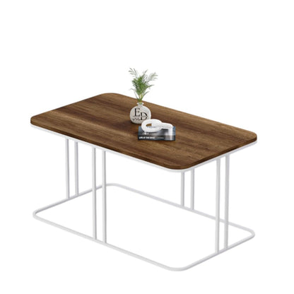 Table basse Lyon rectangulaire bois foncé structure métal blanc