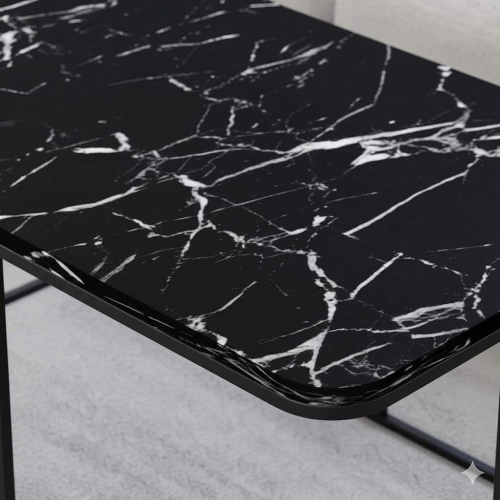 Table basse Lyon rectangulaire marbre noir structure métal noir