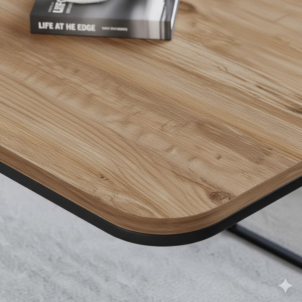 Table basse Lyon rectangulaire bois clair structure métal noir