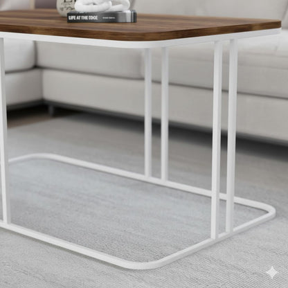 Table basse Lyon rectangulaire bois foncé structure métal blanc