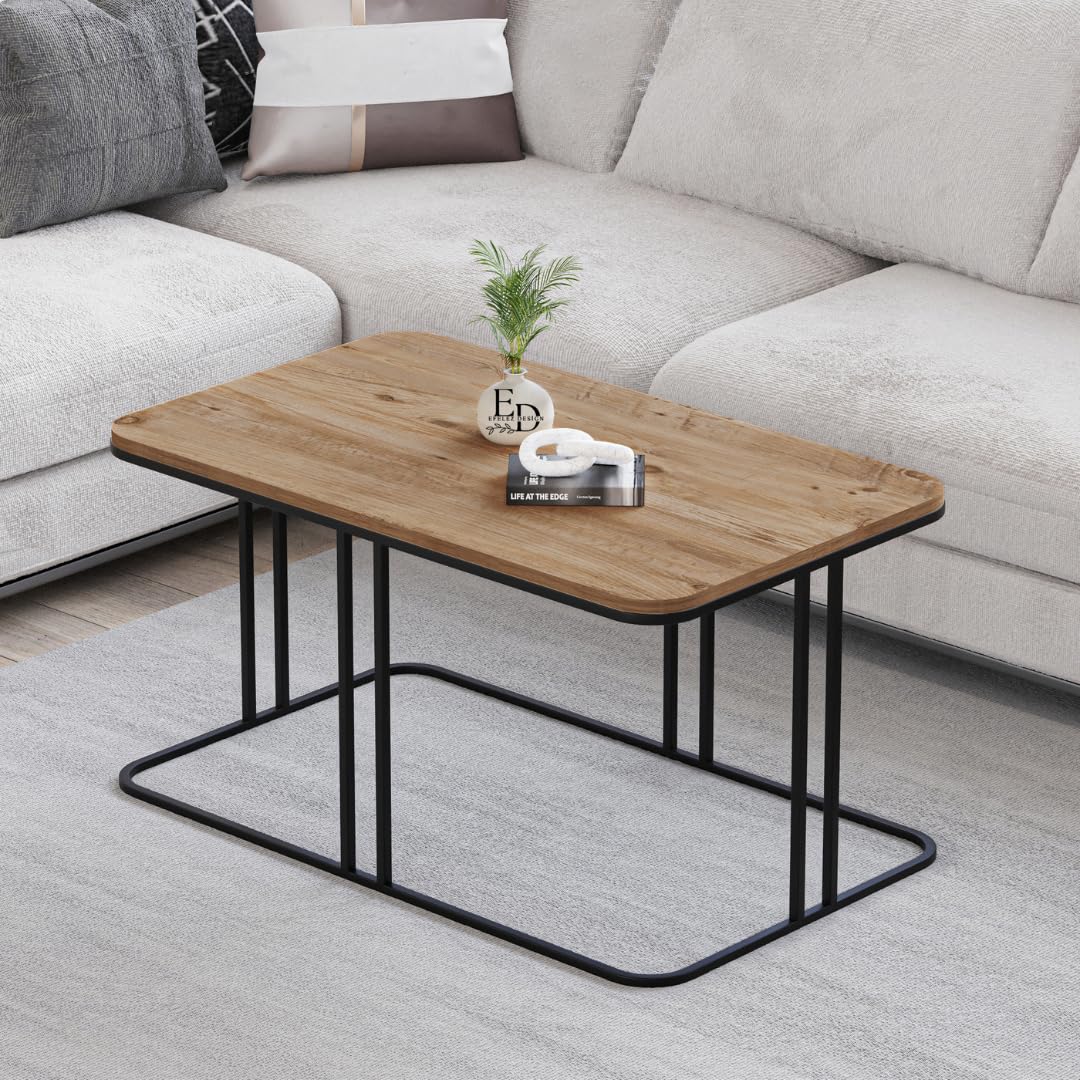 Table basse Lyon rectangulaire bois clair structure métal noir