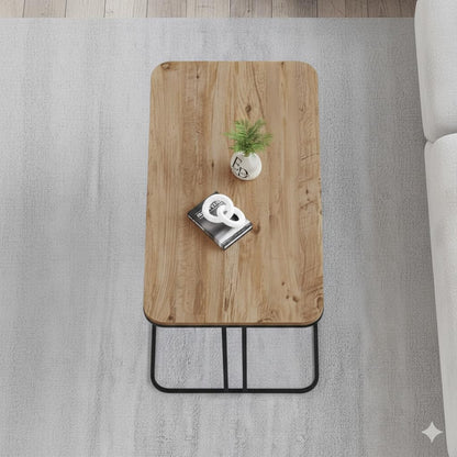 Table basse Lyon rectangulaire bois clair structure métal noir