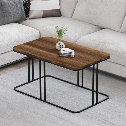 Table basse Lyon rectangulaire bois foncé structure métal noir