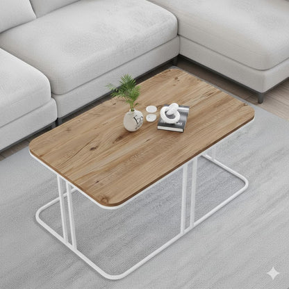 Table basse ronde BERLIN verre trempé pieds bois naturel