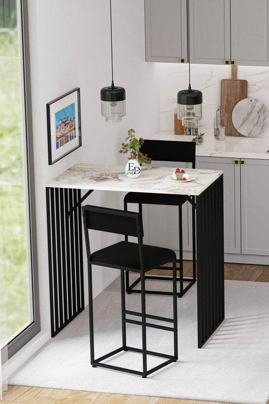 Lot de 2 chaises hautes noires Ibiza avec assise en tissu baby face – design moderne et robuste